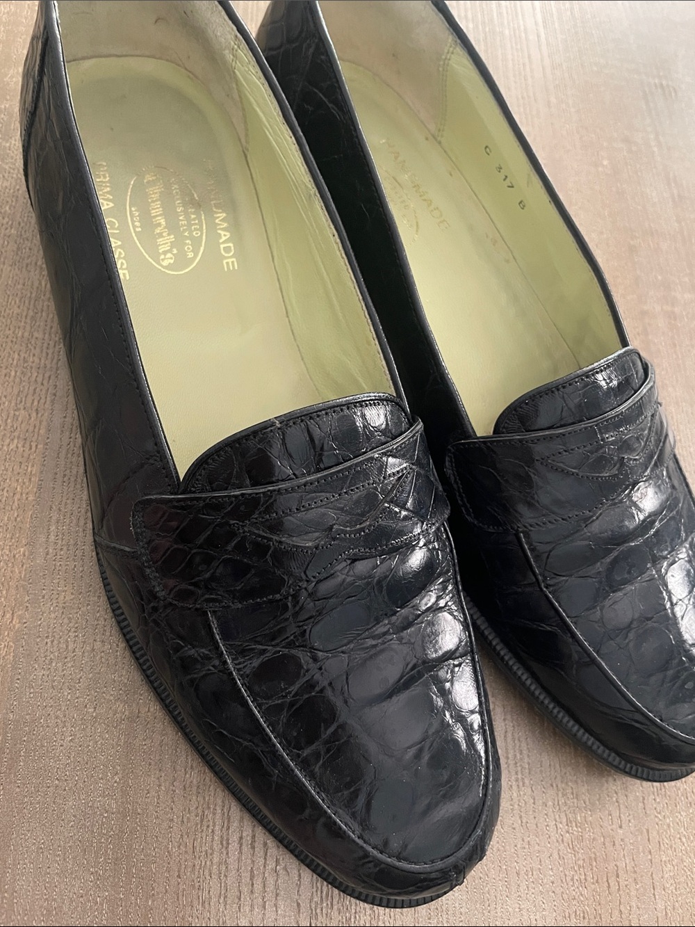 Church's Black Croc-Embossed Leather Penny Loafers